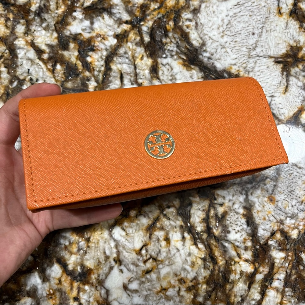 Orange Tory Burch sunglass case